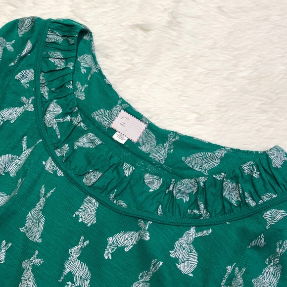 ANTHROPOLOGIE Creature Comforts Green Rabbit Tee - Picture 2 of 5